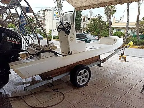 Tube replacement on a Navigator inflatable boat, before