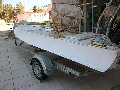 Tube replacement on a Poseidon inflatable boat, before