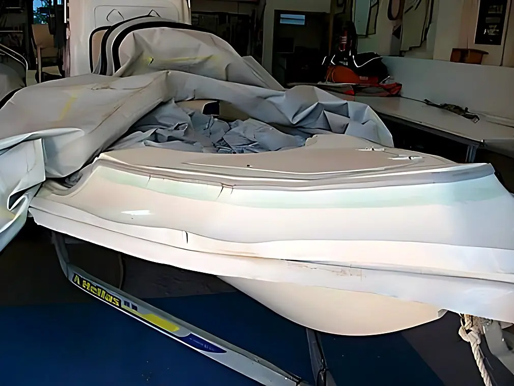 Bonding the tube to the hull on an Explorer inflatable boat, before