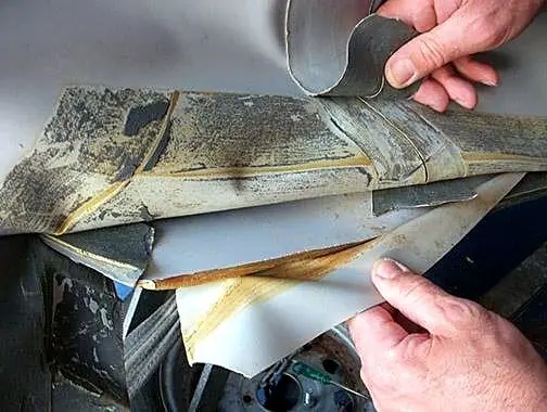 Ενίσχυση κάτω μέρους αεροθαλάμου και κόλλημα ταινίας πλώρης λόγω διαρροής αέρα, πριν