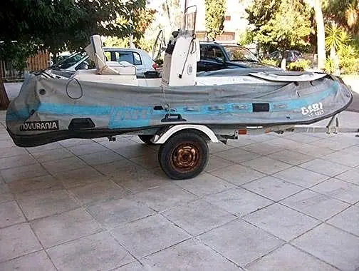 Tube replacement on a Novurania inflatable boat, before