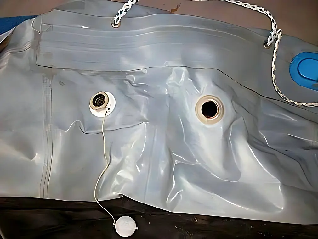 Valve replacement on a conventional inflatable, before